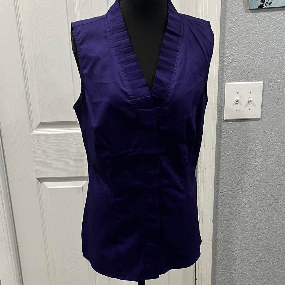 Elegant Deep Purple V-Neck Blouse